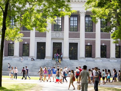 Imagem da biblioteca principal da Universidade de Harvard.