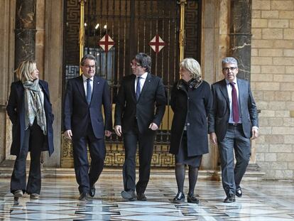 Joana Ortega, Artur Mas, Carles Puigdemont, Irene Rigau i Francesc Homs.