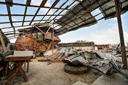 The ruins of an agricultural business after a Russian bombing near the city of Orikhiv, in Ukraine’s Zaporizhzhia region, September 14, 2023.