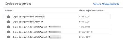 Copias de seguridad de Android en Drive.