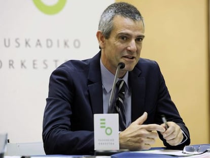 Oriol Roch, nuevo director de la Orquesta Sinfónica, en la rueda de prensa de esta mañana.