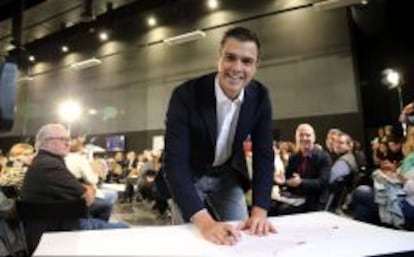 El secretario general del PSOE, Pedro S&aacute;nchez, durante el Foro Ciudadano de Limpieza y Calidad Democr&aacute;tica.