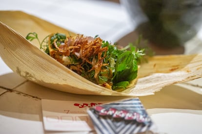 Taco de berenjena de la taquería Cariñito.