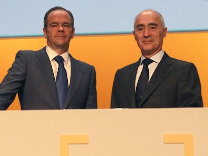 El consejero delegado de Ferrovial, Íñigo Meirás, junto al presidente de la compañía, Rafael del Pino.