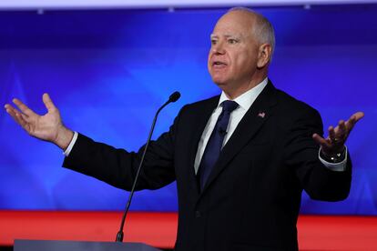 Tim Walz, este martes durante el debate en la CBS en Nueva York.