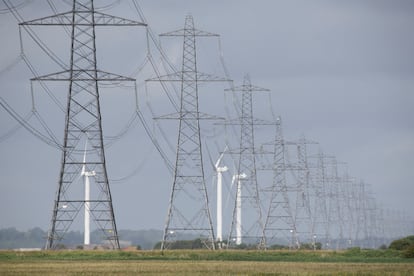 Planta eólica en Dungeness (Reino Unido), el 10 de julio