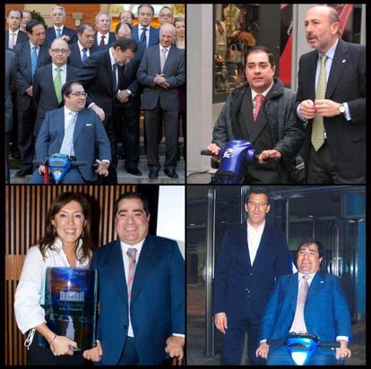 Cuatro imágenes de Gerardo Crespo en diversos actos: con Rajoy, el exalcalde Losada, la conselleira Mato y Feijóo.
