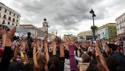 Acampada del 15-M en la Puerta del Sol de Madrid.