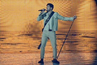 Stefan, cantante de Estonia, durante su actuación en la semifinal del Festival de Eurovisión 2022. 