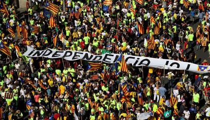 Manifestants durant la Diada d'aquest any.