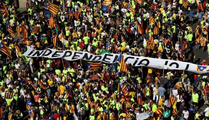 Manifestants durant la Diada d&#039;aquest any.