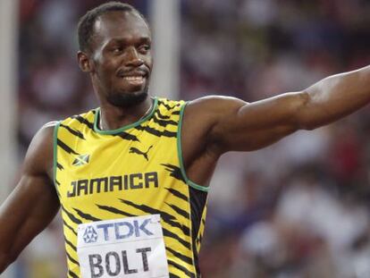 Usain Bolt tras su serie de este martes.