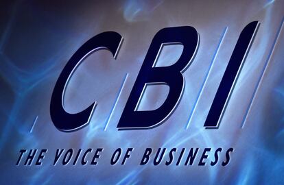 El logo de la Confederación de la Industria Británica, CBI, durante uno de sus congresos en Londres