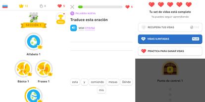 Aplicación de Duolingo.