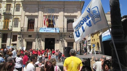 Aspecto de la concentraci&oacute;n celebrada el s&aacute;bado en Sueca contra nuevas transferencias de agua.