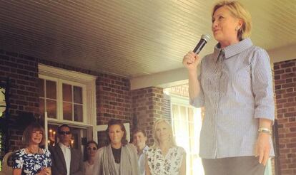 Hillary Clinton en la fiesta del domingo en los Hamptons.