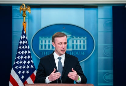 Jake Sullivan, durante una rueda de prensa en la Casa Blanca este lunes.