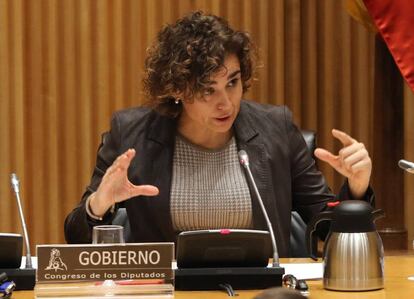 La ministra Dolors Montserrat este miércoles en la Comisión de Igualdad.