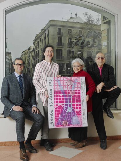 Los propietarios de Santa Eulalia, Luis Sans y Sandra Dominguez, con Antoni Miralda y su mujer, Montse Guillén.