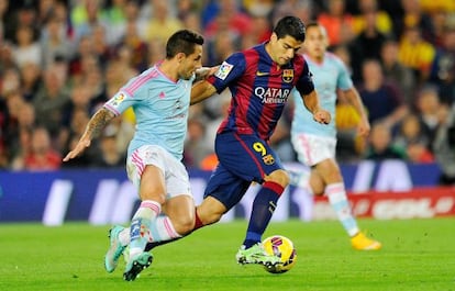 Luis Su&aacute;rez, en el partido Bar&ccedil;a-Celta.