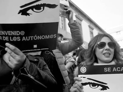 Manifestación de autónomos en Vigo el pasado 15 de febrero.