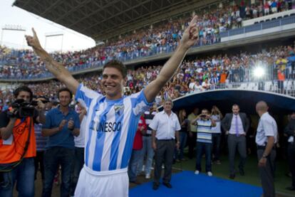 Joaquín, el día de su presentación con el Málaga.