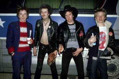 Johnny Rotten, Sid Vicious, Steve Jones y Paul Cook, los Sex Pistols en 1978.