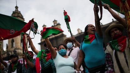 La protesta de este miércoles en Bogotá.