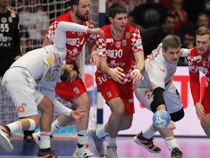 Momento del partido entre las selecciones de España y Croacia durante el Europeo de Balonmano 2020, en Viena.