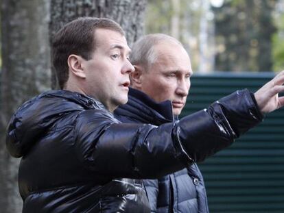 Medvédev y Putin, el sábado pasado en Zavidovo.