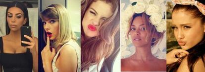 Kim Kardashian, Taylor Swift, Selena Gomez, Beyoncé, Ariana Grande.