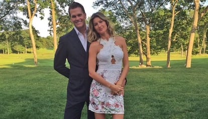 Brady e Gisele em um evento do Super Bowl.