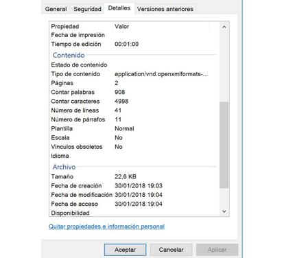 Desde esta pantalla podemos saber todos los detalles sin abrir el archivo