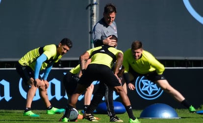 Berizzo, en un entrenamiento con el Celta.