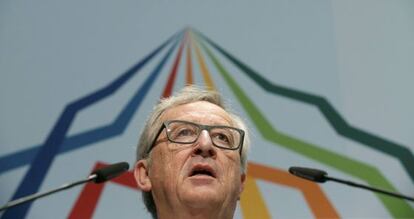 El presidente de la Comisi&oacute;n Europea, Jean-Claude Juncker, este domingo en Elmau, Alemania, durante la reuni&oacute;n del G7.
 