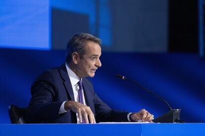 El primer ministro griego, Kyriakos Mitsotakis, en la presentación de la última edición de la Feria Internacional de Tesalónica.