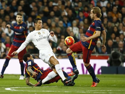 Cristiano, durant l'últim clàssic al Camp Nou.