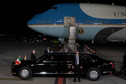 El avión presidencial de EE UU arriba al  Aeropuerto Internacional Felipe Ángeles (AIFA) en el Estado de México en el marco de la Cumbre de Líderes de América del Norte (CLAN).