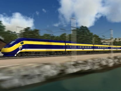 An artist's impression of the California bullet train.