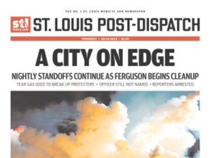 Portada del St. Louis Dispatch, premiado por sus imágenes de Ferguson.