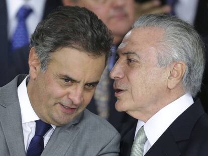 Aécio Neves e Michel Temer, em maio do ano passado, alvo das acusações dos executivos da JBS.