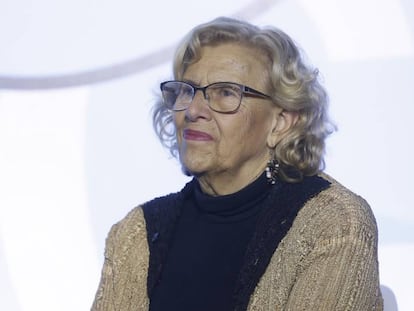 La alcaldesa de Madrid, Manuela Carmena, durante el II Foro Mundial sobre las Violencias Urbanas y la Educación para la Convivencia y la Paz en Madrid. 