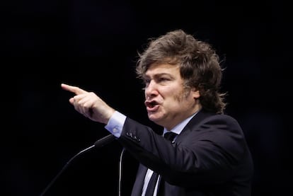 El presidente de Argentina, Javier Milei, durante su intervención.