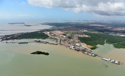 Imagem a&eacute;rea do Porto do Itaqui, no Maranh&atilde;o.