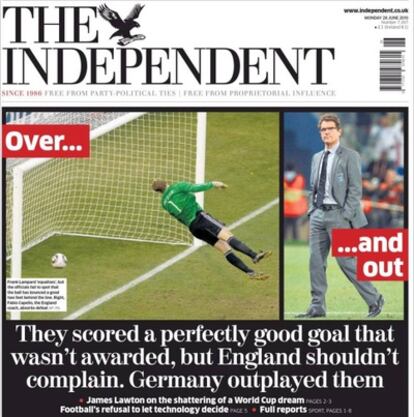 Portada del diario inglés The Independent.