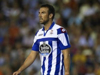 Marchena, durante un partido con el Deportivo.