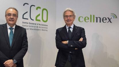 El consejero delegado de Cellnex Telecom, Tobías Martínez, y el expresidente, Franco Bernabè.