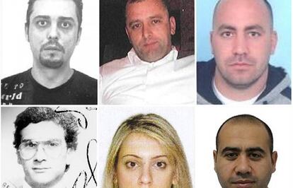 Superior izq.: Vacas-Garc&iacute;a, Gramaj y Jesovic, los tres fugitivos vinculados a Espa&ntilde;a