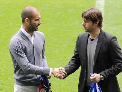 Guardiola y Pochettino, cuando entrenaban al Bar&ccedil;a y Espanyol.