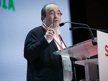 Miquel Iceta, líder del PSC, durante el congreso del partido